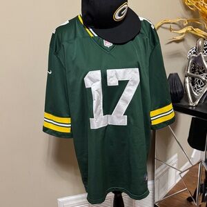 NFL Adams Green and Yellow Football Jersey Size XL and Black Cap pre-owned.